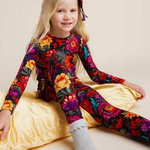 Baby Kids Bamboo Pajamas — Mourning Glory Long Sleeve Pajama Set — Image 1