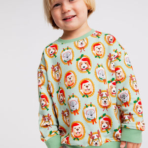 Baby Kids Bamboo Pajamas — Paw-liday Portraits Crew Neck Sweatshirt — Image 1