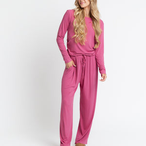 Baby Kids Bamboo Pajamas — Plum Pickin’ Women's Ribbed Lounge Set — Image 1
