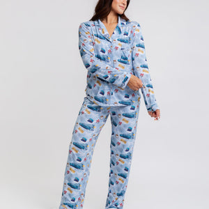 Baby Kids Bamboo Pajamas — Polar Express™ Women's Long Sleeve Collar Shirt & Pants Pajama Set — Image 1