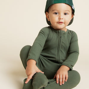 Baby Kids Bamboo Pajamas — Navy or Not + Sage the Day Ribbed Convertible Rompers Bundle — Image 2