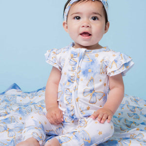 Baby Kids Bamboo Pajamas — Wish Upon a Wing Cap Sleeve Romper — Image 1