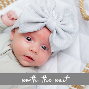 Baby Kids Bamboo Pajamas — Worth The Wait Biggie Bow — Image 1