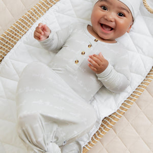 Baby Kids Bamboo Pajamas — Worth The Wait Knotted Gown & Beanie Set — Image 1