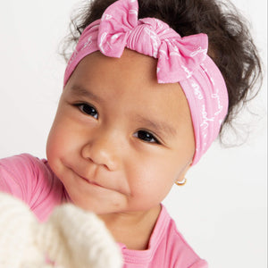 Baby Kids Bamboo Pajamas — You Are So Loved - Pink-a-Boo Headwrap — Image 1