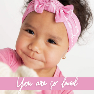 Baby Kids Bamboo Pajamas — You Are So Loved - Pink-a-Boo Headwrap — Image 1