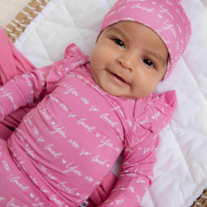 Baby Kids Bamboo Pajamas — You Are So Loved - Pink-a-Boo Newborn Ruffle Set — Image 1