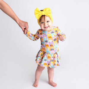 Baby Kids Bamboo Pajamas — Birthday Purrty Ruffle Dress — Image 1