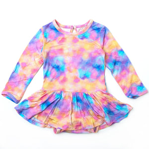 Baby Kids Bamboo Pajamas — Cotton Candy Sky Ruffle Dress — Image 1