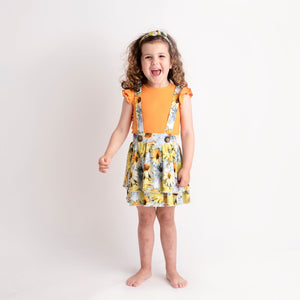 Baby Kids Bamboo Pajamas — Oopsie Daisy Girls Suspender Skirt Set — Image 1