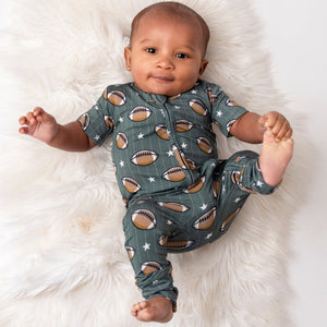 Baby Kids Bamboo Pajamas — Tight End Romper - Short Sleeves — Image 1