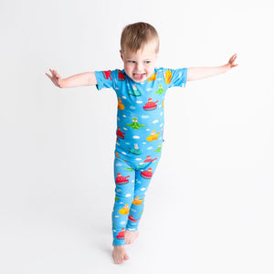 Baby Kids Bamboo Pajamas — Ready Jet Go Two-Piece Pajama Set — Image 1