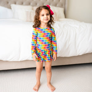 Baby Kids Bamboo Pajamas — Pencil Me In Ruffle Dress — Image 1