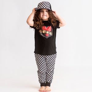 Baby Kids Bamboo Pajamas — Petal to the Metal T-shirt & Jogger Set — Image 1