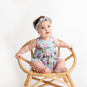 Baby Kids Bamboo Pajamas — Sweet Egg-Scape Peplum & Bummies Set — Image 1