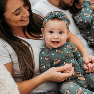 Baby Kids Bamboo Pajamas — Tight End Headwrap — Image 1