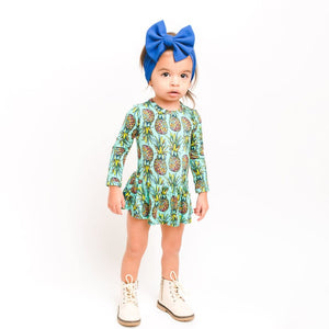 Baby Kids Bamboo Pajamas — Feelin' Pine Ruffle Dress - Long Sleeves — Image 1