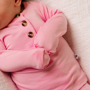 Baby Kids Bamboo Pajamas — Bubblegum Two-Piece Button Set - Long Sleeves — Image 1