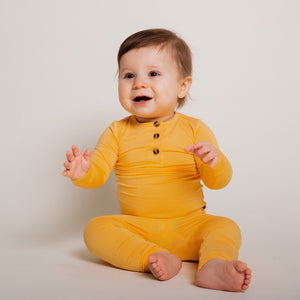 Baby Kids Bamboo Pajamas — Mango Two-Piece Button Set - Long Sleeves — Image 1