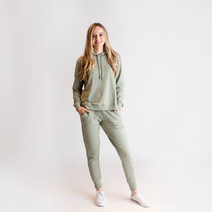 Baby Kids Bamboo Pajamas — Eucalyptus Mama Jogger Sweatpants — Image 1
