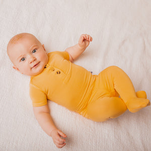 Baby Kids Bamboo Pajamas — Mango Two-Piece Button Set - Short Sleeves — Image 1