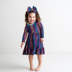Baby Kids Bamboo Pajamas — Livin' La Cheetah Loca Girls Dress & Shorts Set — Image 1