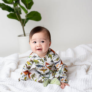 Baby Kids Bamboo Pajamas — Dinomite Footie — Image 1