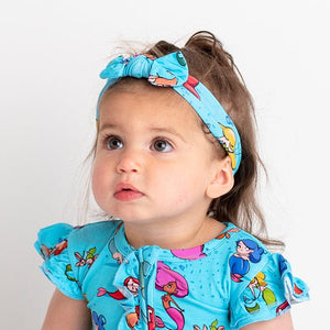 Baby Kids Bamboo Pajamas — Mermaids Have More Fin Headwrap — Image 1
