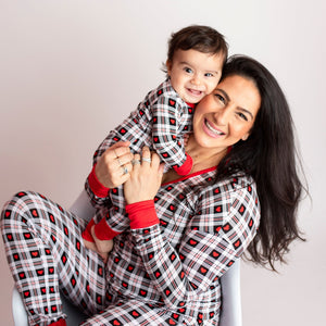 Baby Kids Bamboo Pajamas — Plaid About You Mama Shirt — Image 1