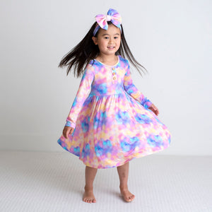 Baby Kids Bamboo Pajamas — Cotton Candy Sky Girls Dress — Image 1