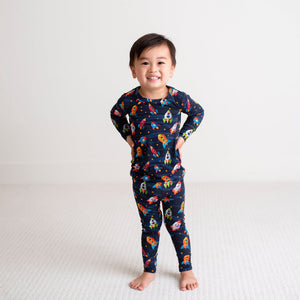 Baby Kids Bamboo Pajamas — Space Jammies Two-Piece Pajama Set — Image 1
