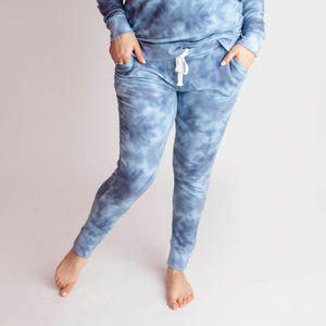 Baby Kids Bamboo Pajamas — Sapphire Tie Dye Mama Jogger Sweatpants — Image 1
