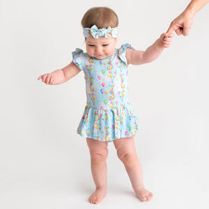 Baby Kids Bamboo Pajamas — Nothing To Sea Here Ruffle Dress — Image 1