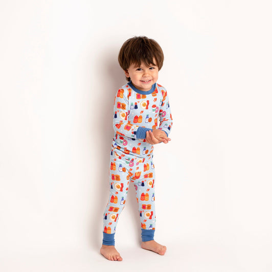 Love at First Bite - Blue - Two-Piece Pajama Set