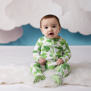 Baby Kids Bamboo Pajamas — Happy Go Lucky Footie — Image 1