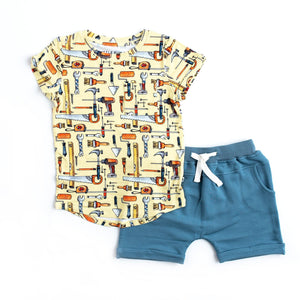 Baby Kids Bamboo Pajamas — Nailed It Toddler T-shirt & Shorts Set — Image 1