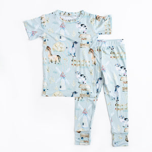 Baby Kids Bamboo Pajamas — E-I-E-I-O Two-Piece Pajama Set — Image 1