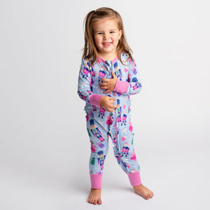Baby Kids Bamboo Pajamas — Nutty or Nice Ruffle Romper — Image 1