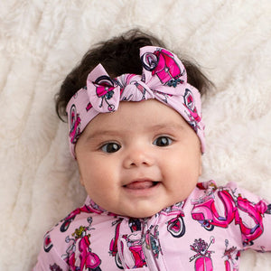 Baby Kids Bamboo Pajamas — Wheelie Sweet Headwrap — Image 1