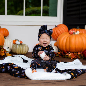 Baby Kids Bamboo Pajamas — Creepin' it Real Biggie Bow — Image 1