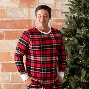 Baby Kids Bamboo Pajamas — Check the Halls Men's Shirt — Image 1