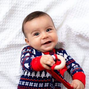 Baby Kids Bamboo Pajamas — Deer Santa Lovey — Image 1