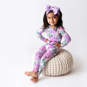 Baby Kids Bamboo Pajamas — You Had Me At Hydrangea Two-Piece Pajama Set - Long Sleeves — Image 1