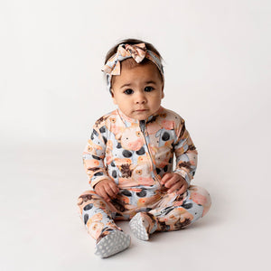 Baby Kids Bamboo Pajamas — A Little MOOdy Headwrap — Image 1