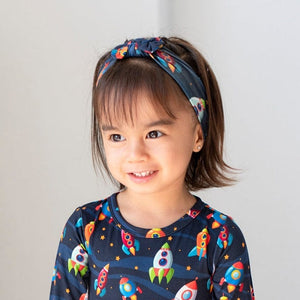 Baby Kids Bamboo Pajamas — Space Jammies Headwrap — Image 1