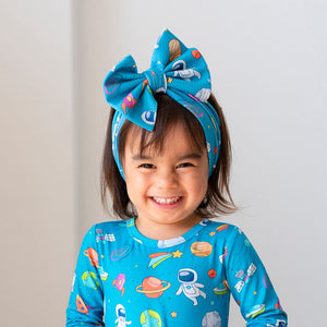 Baby Kids Bamboo Pajamas — Once in a Blue Moon Biggie Bow — Image 1
