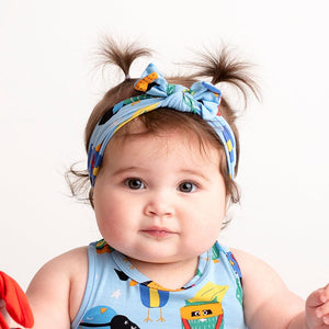 Baby Kids Bamboo Pajamas — Owl Save The Day Headwrap — Image 1