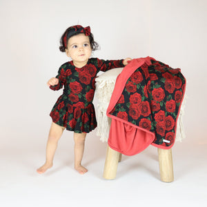 Baby Kids Bamboo Pajamas — Bums & Roses Ruffle Dress - Long Sleeves — Image 1