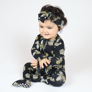 Baby Kids Bamboo Pajamas — Bee-Otch Headwrap — Image 1