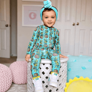 Baby Kids Bamboo Pajamas — Feelin' Pine Romper - Zipper Long Sleeves — Image 1